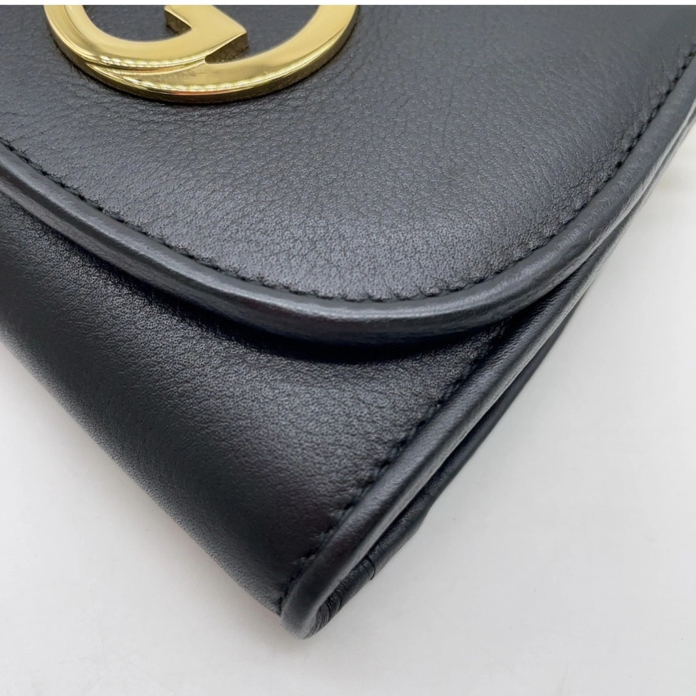 Auth Gucci Interlocking G Blondie Black Leather Chain Wallet & Dust bag - Picture 8 of 16